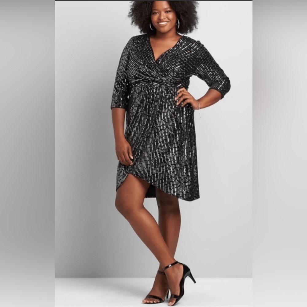 #504 LANE BRYANT Sequin Velvet Sheath Dress size 18 NWT